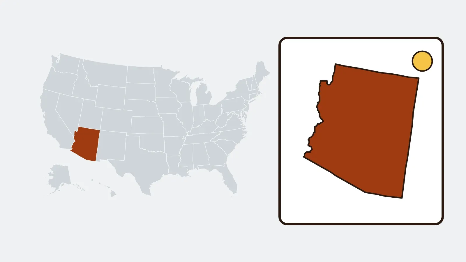 Map of the United States with Arizona highlighted