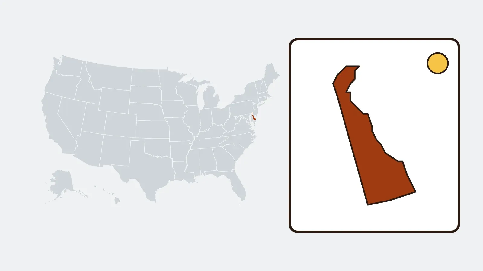 Map of the United States with Delaware highlighted