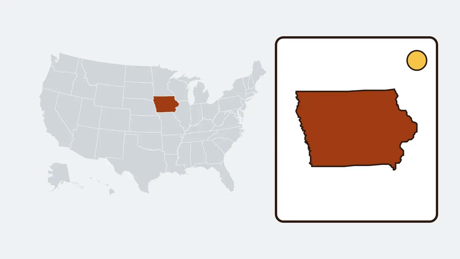 Map of the United States with Iowa highlighted