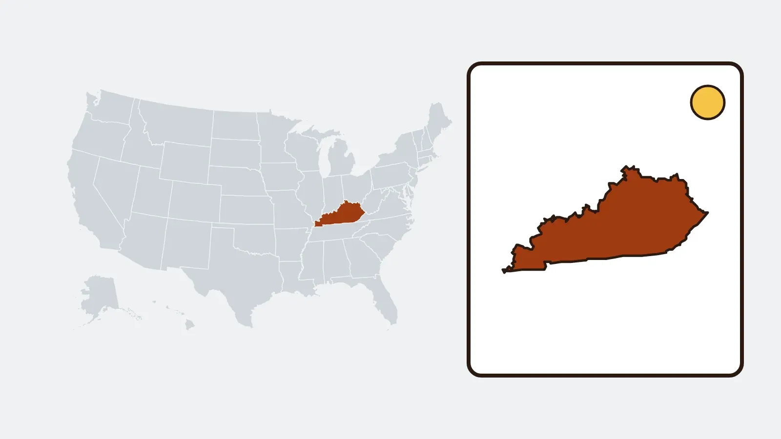 Map of the United States with Kentucky highlighted