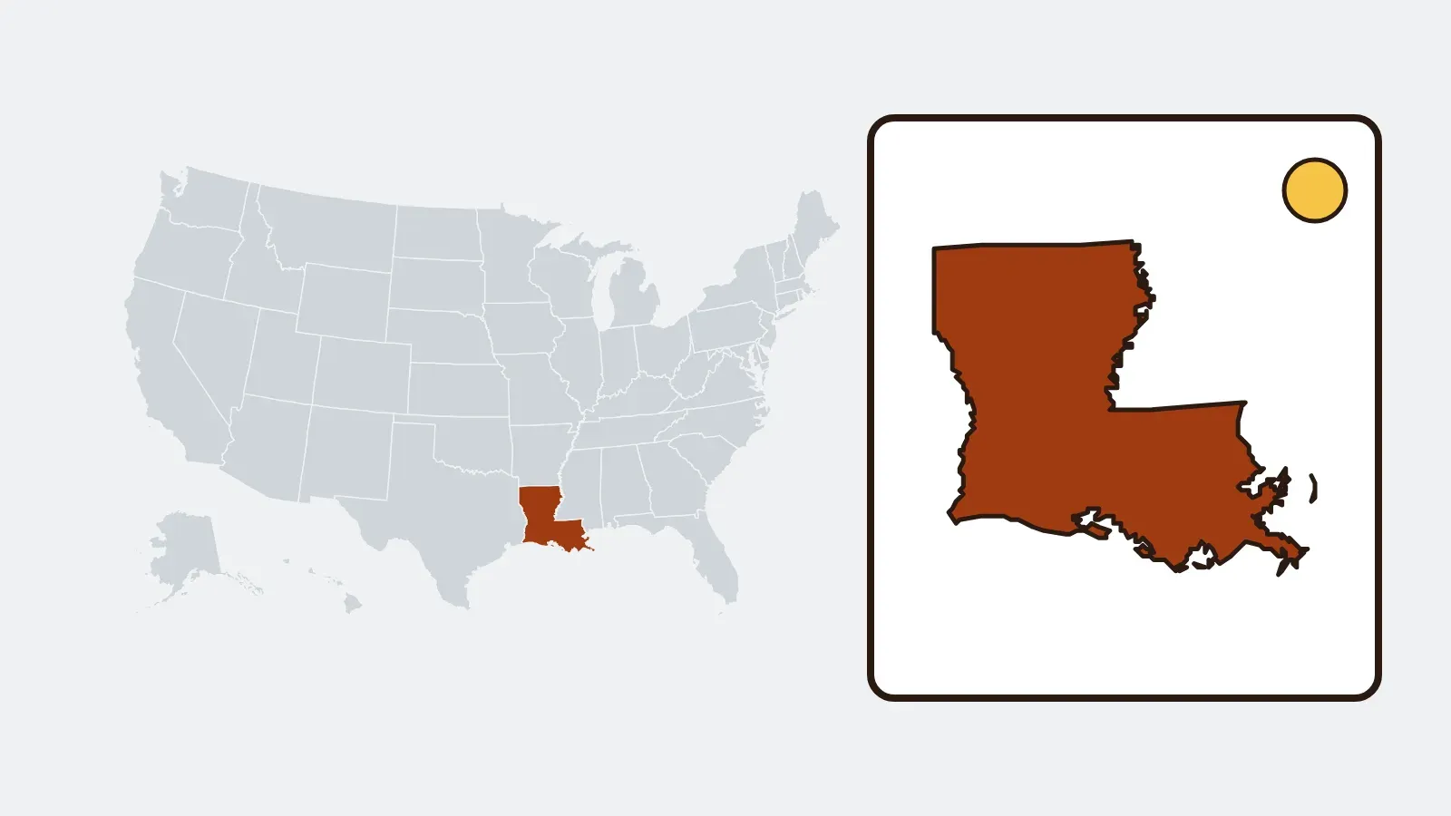 Map of the United States with Louisiana highlighted