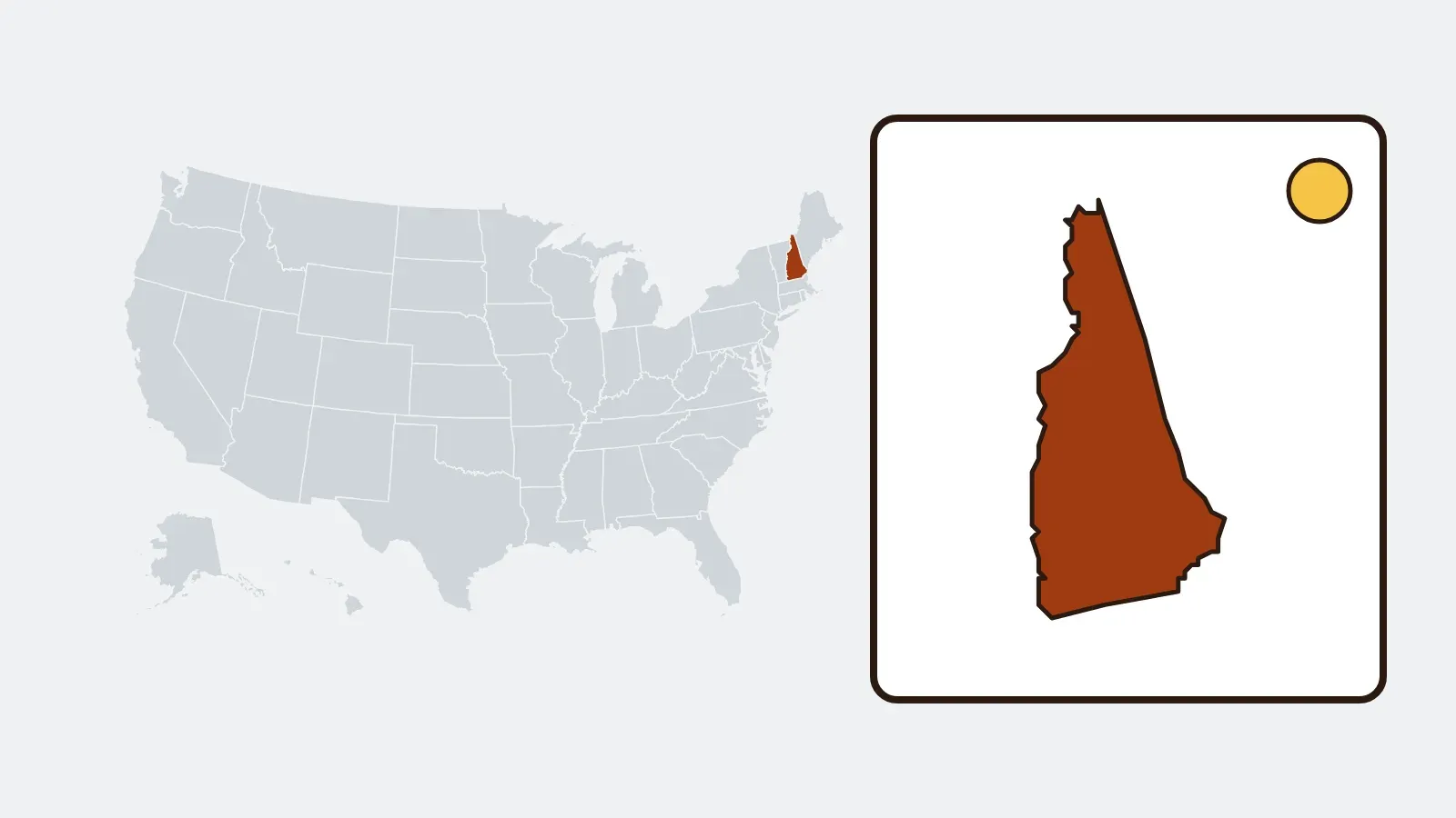 Map of the United States with New Hampshire highlighted
