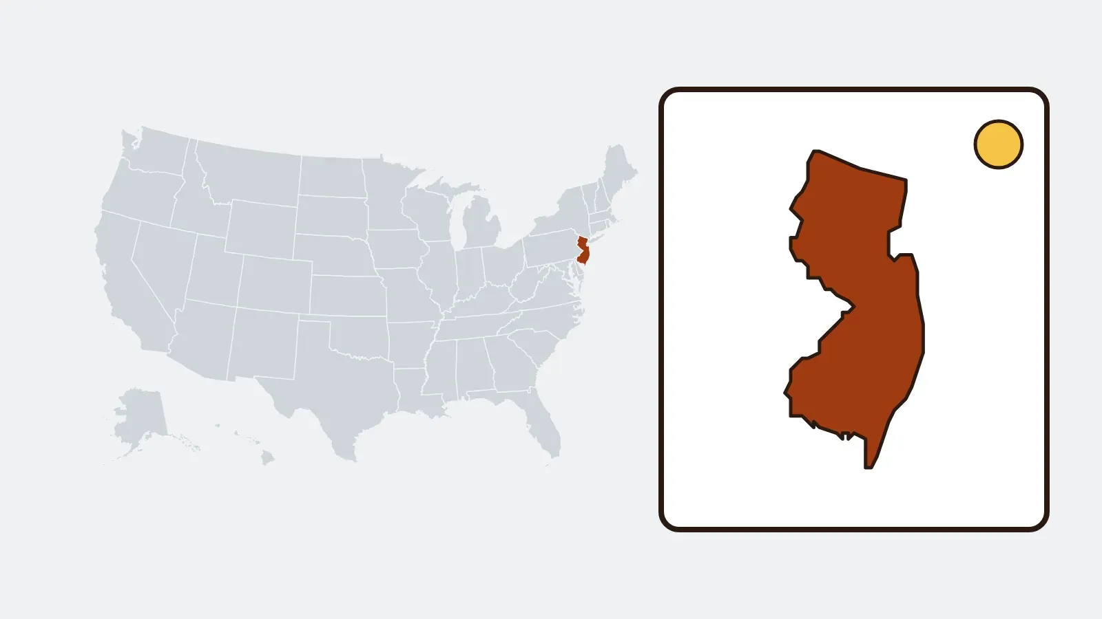 Map of the United States with New Jersey highlighted