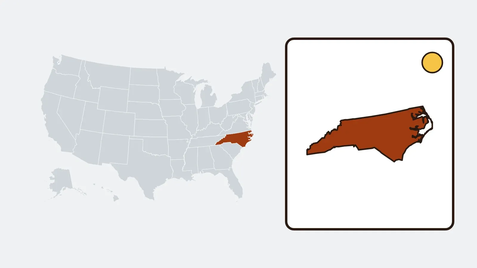 Map of the United States with North Carolina highlighted