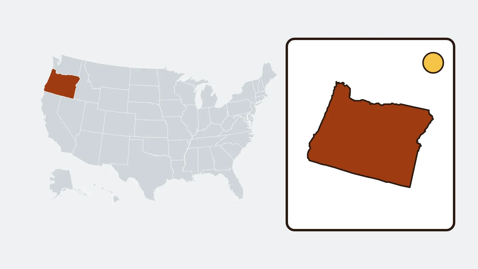 Map of the United States with Oregon highlighted