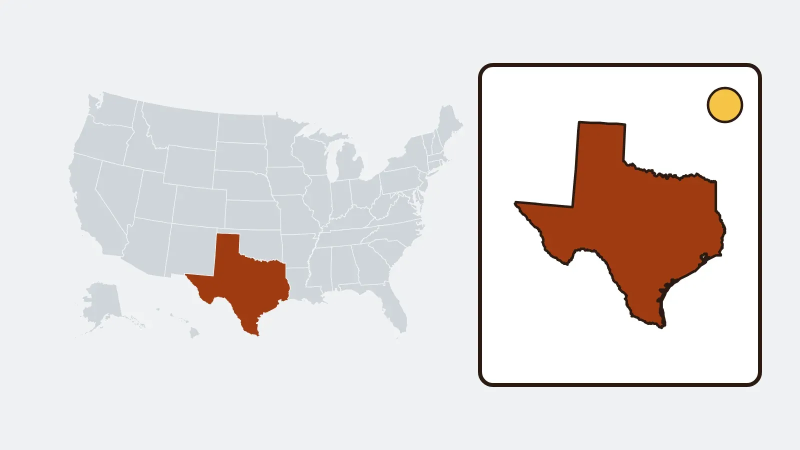 Map of the United States with Texas highlighted