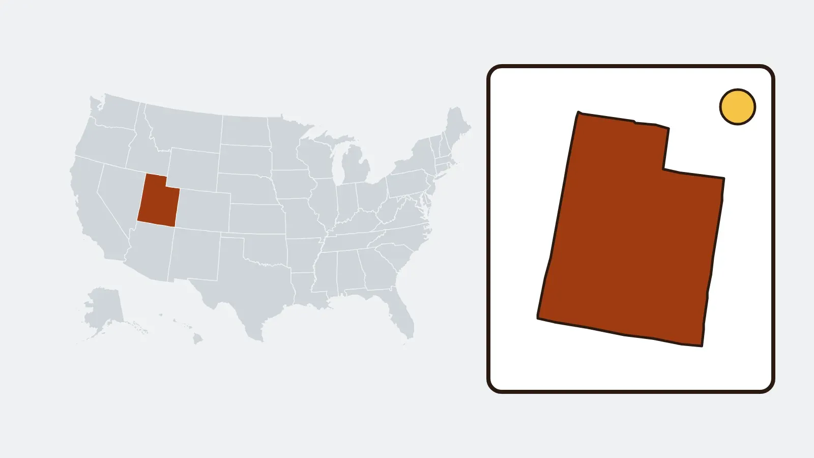 Map of the United States with Utah highlighted
