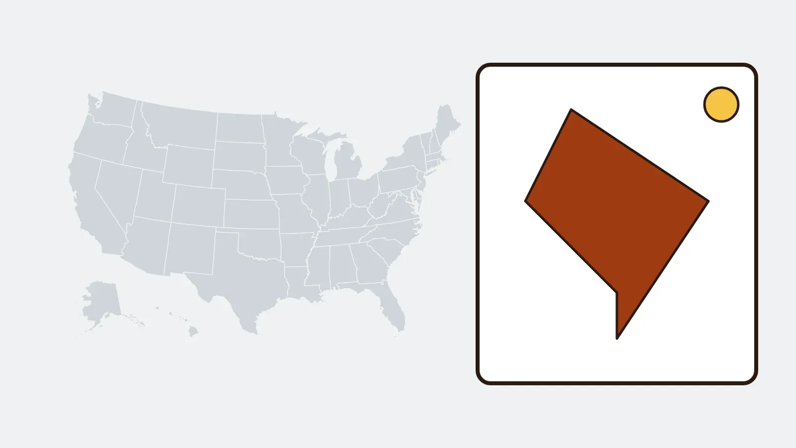 Map of the United States with Washington, D.C. highlighted
